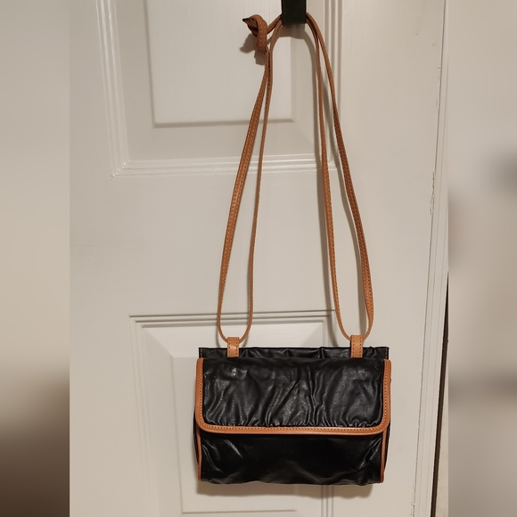 VINTAGE Hunting World Crossbody Bag Black 8" X 6" Made in Italy - Picture 4 of 12